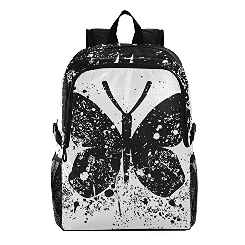 Sac à dos léger pliable Vnurnrn avec motif de papillon noir pour voyage et école