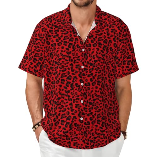 Chemise léopard rouge homme légère : finis les vêtements d'été ennuyeux