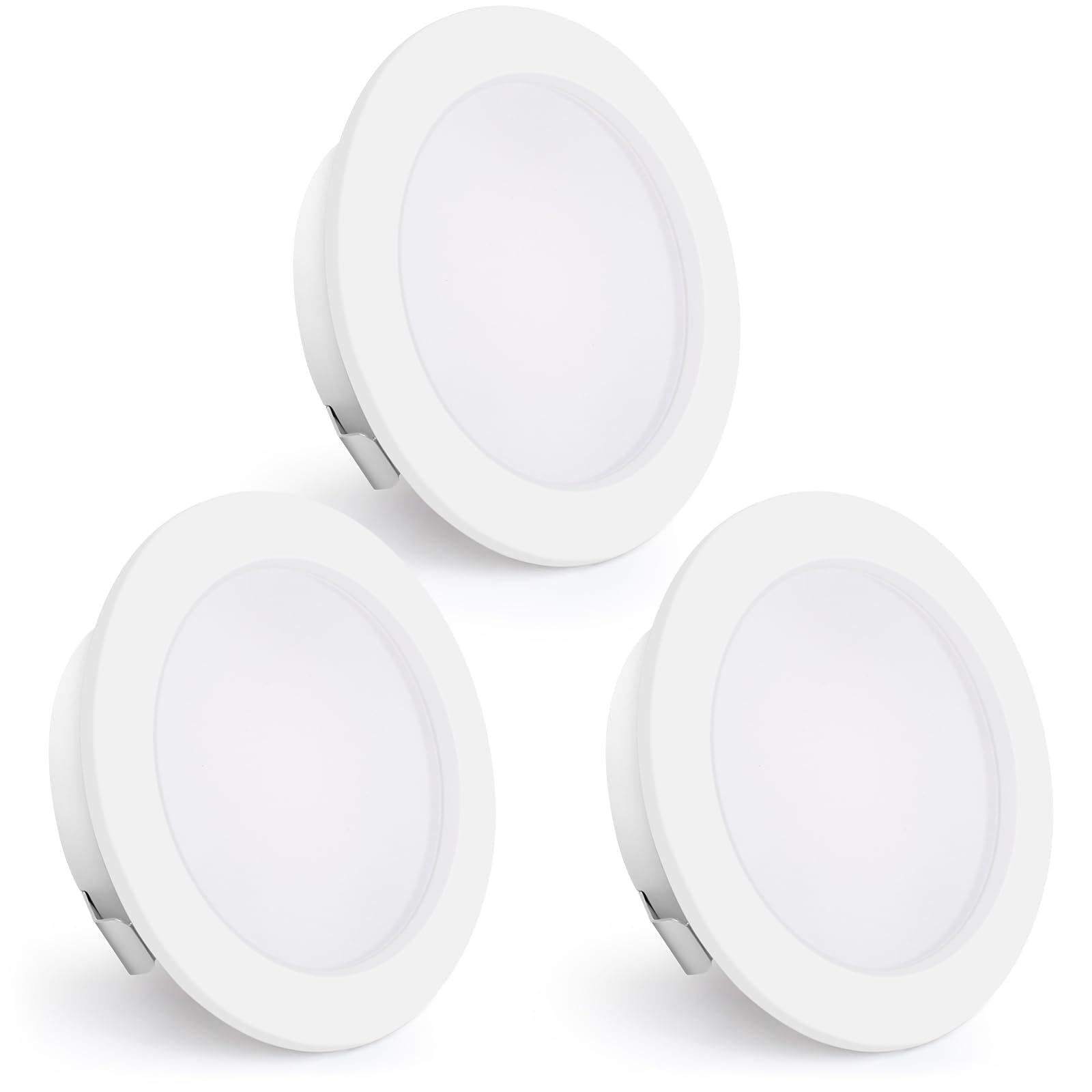 KYOTECH LED Einbaustrahler 230V, 4W 440LM LED Spots 16mm Ultra Flach 4000K Neutralweiß Möbeleinbauleuchte Bohrloch 55-60mm für Küche Wohnzimmer Schlafzimmer, Weiss, 3er Set