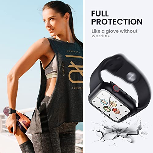 Image of Tensea for Waterproof Apple Watch Screen Protector Case 41mm Series 9 /8 /7 Accessories, iWatch Protective Face Cover with Tempered Glass Film for Women Men, Bumper Case for iPhone Watch 41 mm