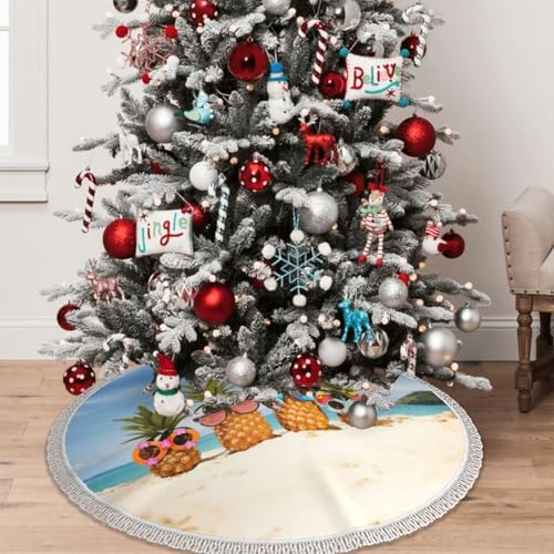 Jupe de sapin à pompons pour décoration de ferme et fêtes