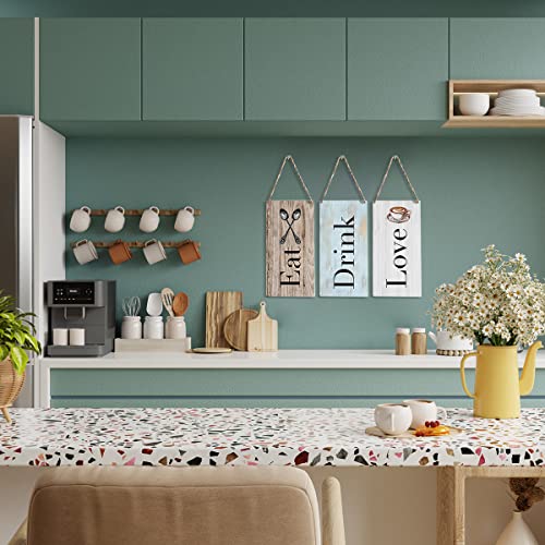 3Pcs Rustic Wood Sign Kitchen Decor Home Farmhouse Wall Decor Wooden Wall Art Décor Decorative Plaque For Home Office Farm Kitchen Dining Room Living Room Coffee Cake Bar Décor Eat Drink Love #TOP5