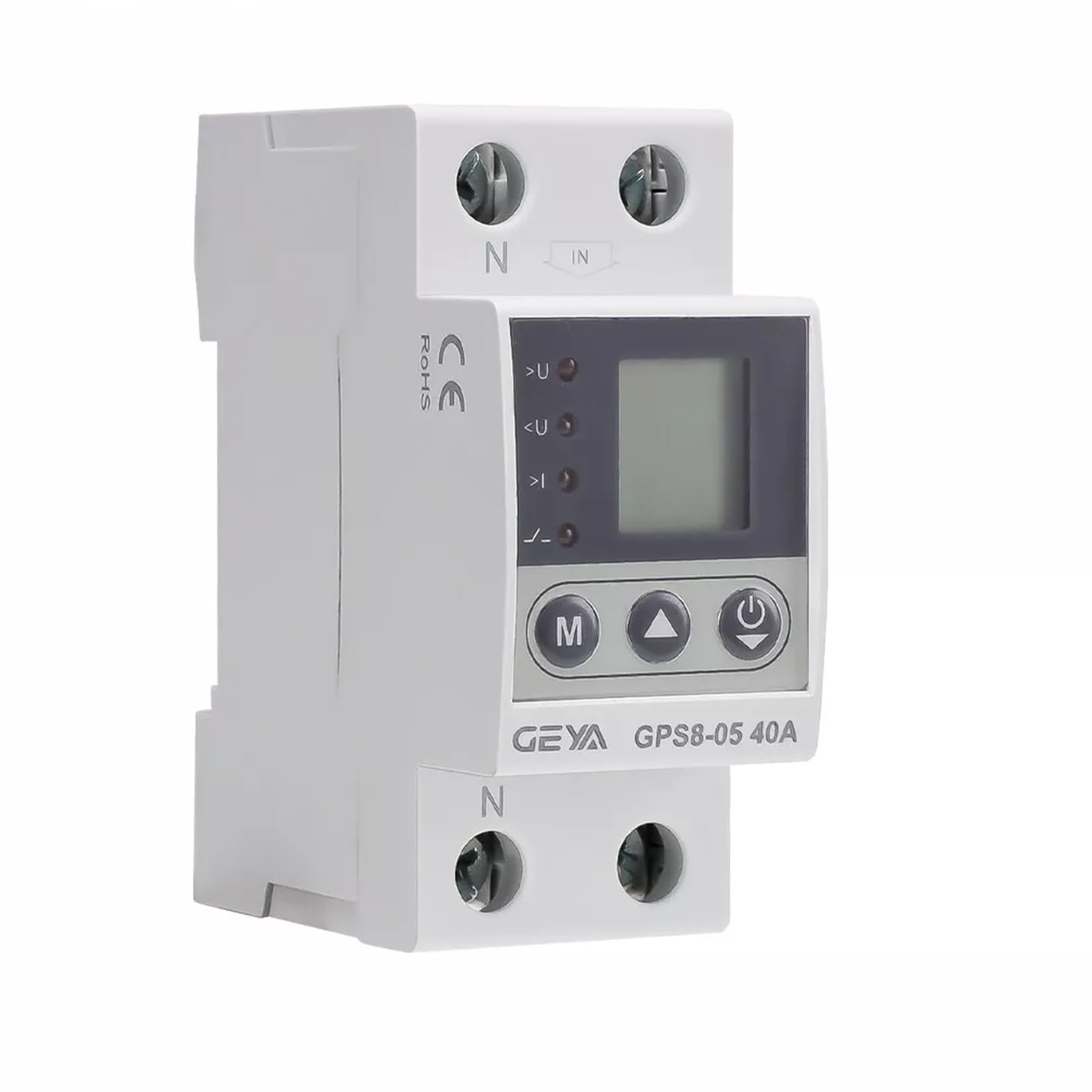 GEYA Dispositivo de protección de corriente/voltaje con función de medición AC220V Consulta Electricidad y energía Pantalla LCD (40A)