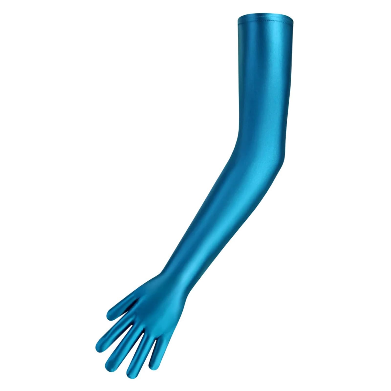 Guantes Largos De Satén Guantes de satén con Dedos conectados, Brillantes, elásticos, Largos, Ropa de Discoteca, Guantes de Vestir(Blue2,M)