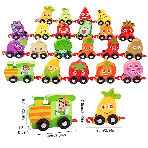 image for 2 Pcs Train Models for Kids,Fruit Shape Montessori Train Toys - Toddle