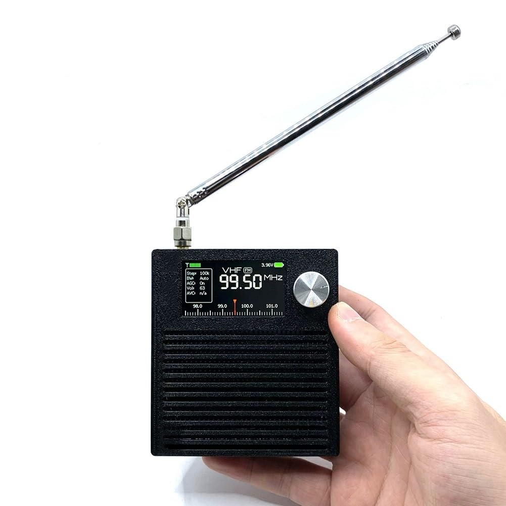 Kit radio portatile a onde corte con Si4732 per Dsp e Esp32-s3, supporta le modalità FM AM Lsb Usb, display da 1,9 pollici, potenza 3000 mAh, nero (asta di sollevamento)