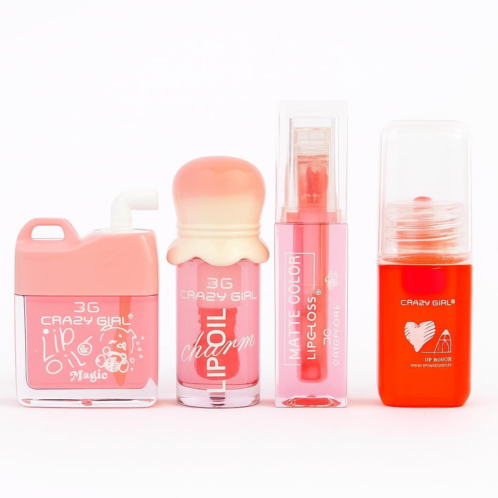 Asthetic Kawaii Lip Gloss Combo Set of 4 – Heart, Candy, Toffee & Bottle Shape | pH Color Changing, Natural Pink Tint | Cute Flavored Mini Lip Gloss Gift for Women (Lip Gloss Combo 5)-image-29