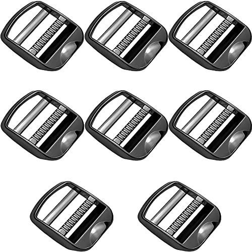 Zinc Alloy Buckles, Metal Ladder Lock Buckle Slider Adjustable for Backpack Strap Accessories 25mm(Black), 8 Pack, Medium