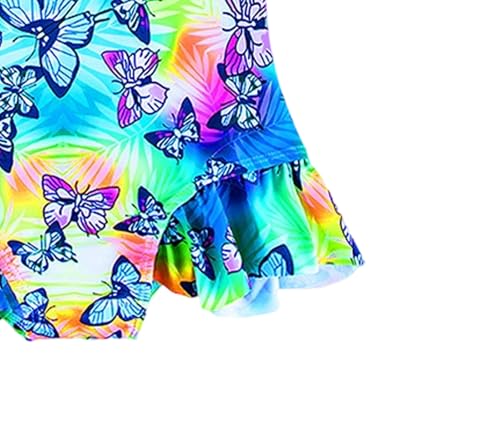 Image of Toddler Girl Swimsuit One Piece Rash Guard Bathing Suit Little Girls Short Sleeve Quick Dry Swimwear 1-7 Years