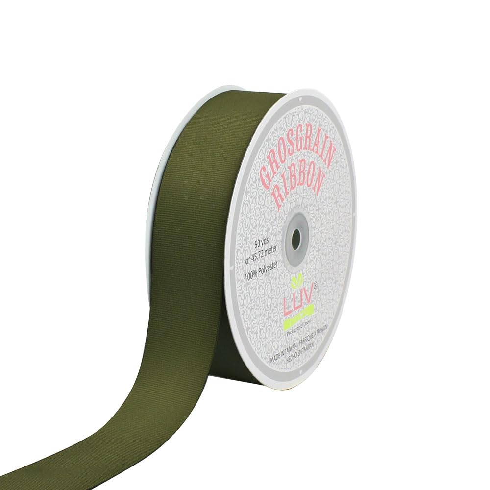 Creative Ideas Solid Grosgrain Ribbon for Crafting, 1-12-Inch by 50-Yard, Moss Green