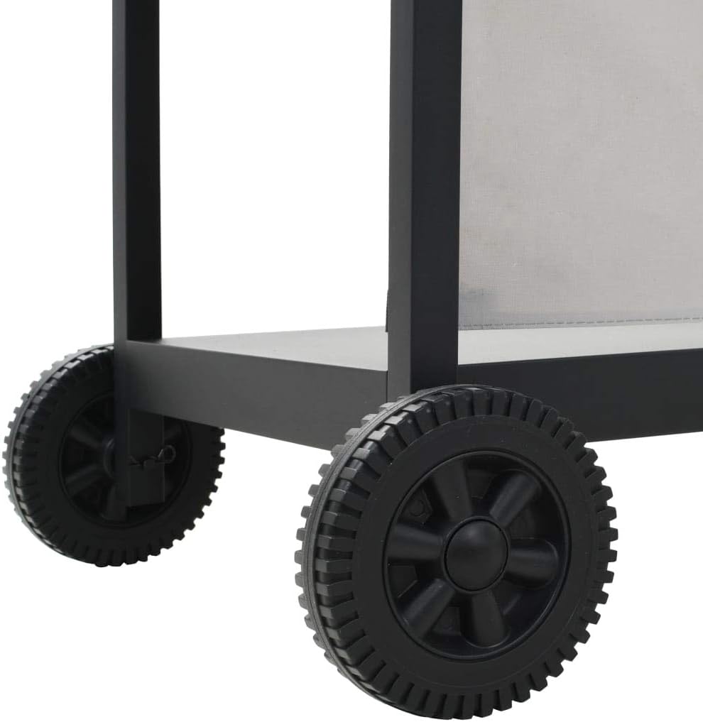 Festnight BBQ Griglia a Gas con 6 Fuochi in Acciaio Inox con 2 Ruote,Barbecue Griglia a Gas da Giardino Esterno e Cucina in Acciaio Nero/Argento con 6 Fornelli