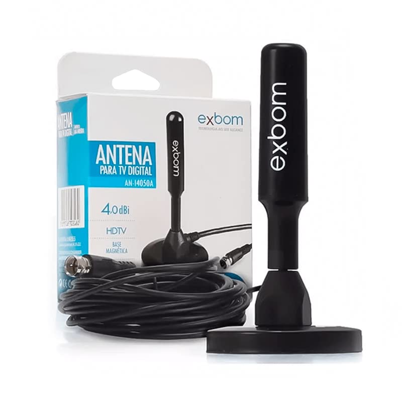 Antena Digital HDTV Interior e Exterior, Captação 360 Graus, VHF/UHF/FM, Alta Definição,