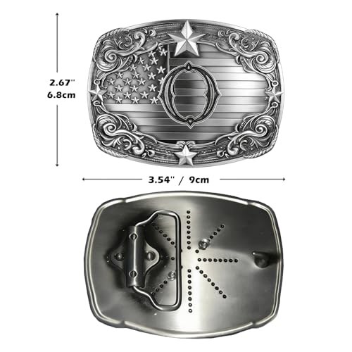 Image of Western Belt Buckle for Men Vintage Cowboy Rodeo Texas Initial Letter ABCDJMR to Z Belt Buckles
