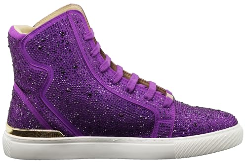 Image of Enzo Romeo Men's Fashion High Top Crystal Shimmer Rhinestone Blink Flat Sneakers Shoes
