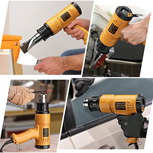 Heat Gun, Seekone 1800W Hot Air Gun Kit With Large Digital Lcd Display Variable Temperature (122°F-1112°F) Memory Settings And Four Nozzles For Paint Remover/Stripper, Home Improvement/Restoration #TOP6