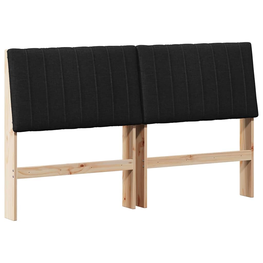 Wyściełany zagłówek czarny 160 cm, lite drewno sosnowe, obicie materiałowe, nowoczesne wzornictwo do sypialni, wygodne podparcie pleców, łatwy montaż