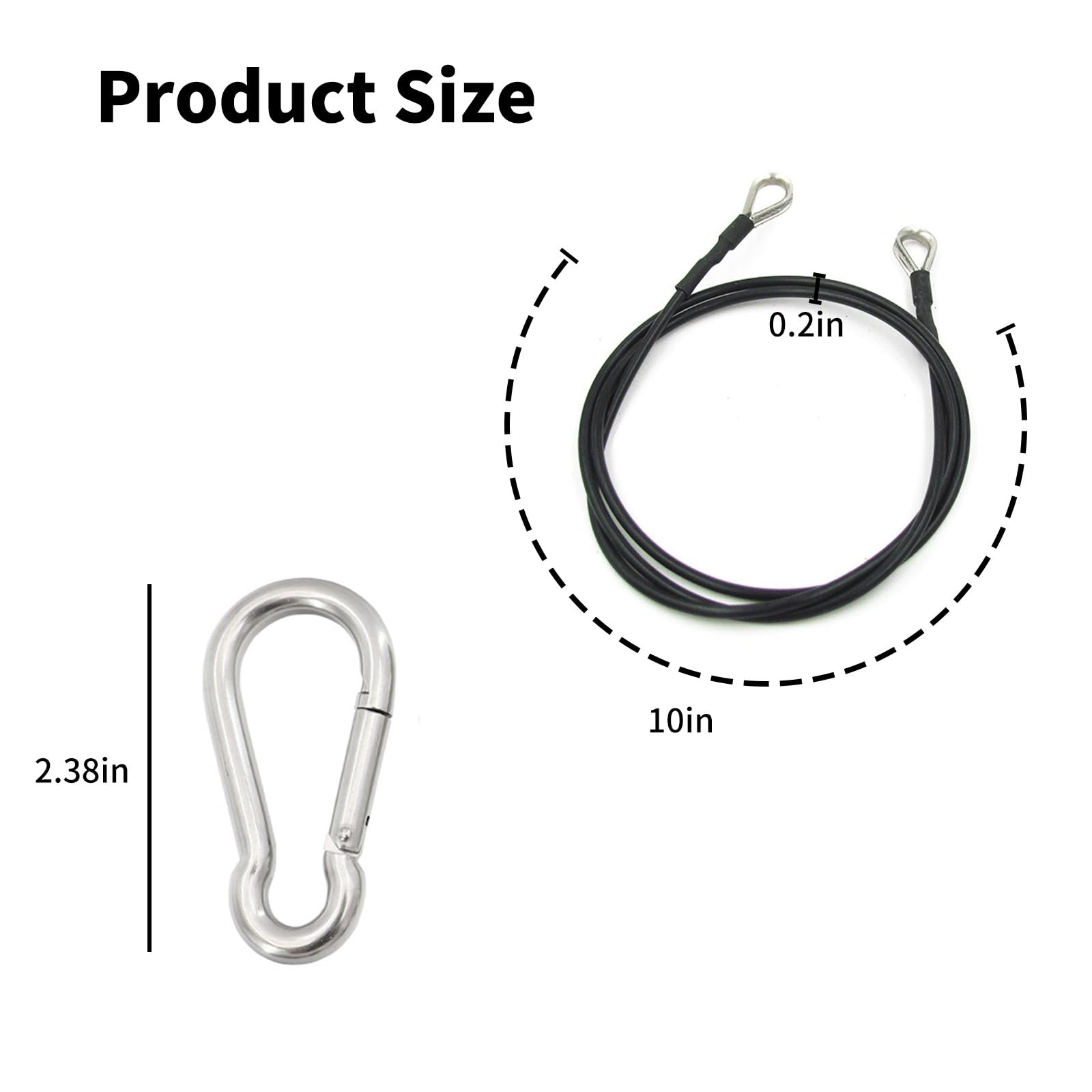 NQEUEPN 25,4 cm Cavo di Prolunga Palestra Moschettone, Cavo di Prolunga per Palestra di Casa Compatibile con Cavi di Prolunga Fitness per Estensioni Delle Gambe