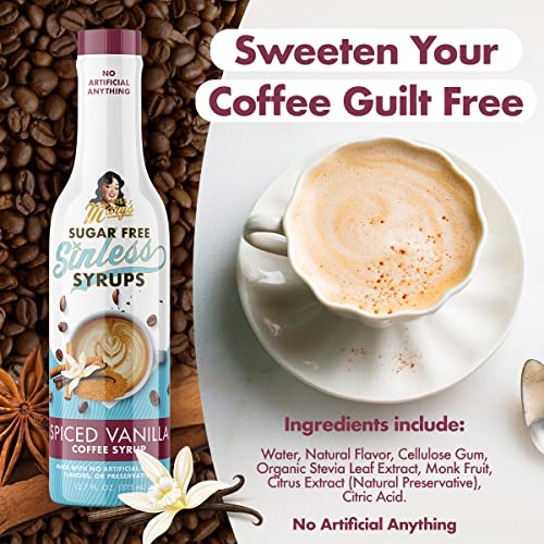 Sugar Free Spiced Vanilla Sinless Syrup - Sugar Free, No Artificial Anything, Natural & Organic Ingredients, Coffee Tea Cocoa Dessert, Keto Friendly, Holiday Flavor, Spiced Vanilla, 1 Pack #TOP3