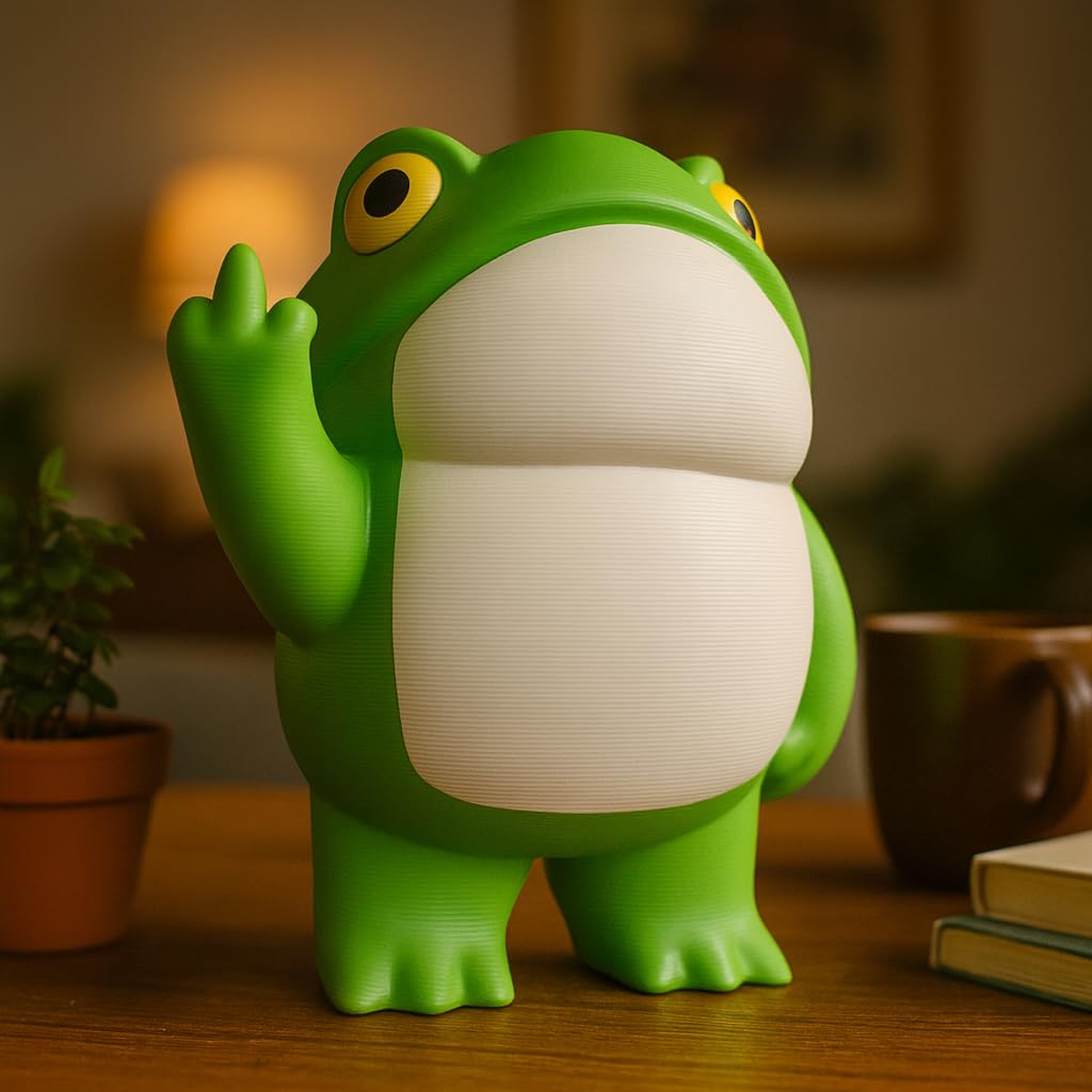 Statue de grenouille doigt d'honneur grande taille deco bureau humour