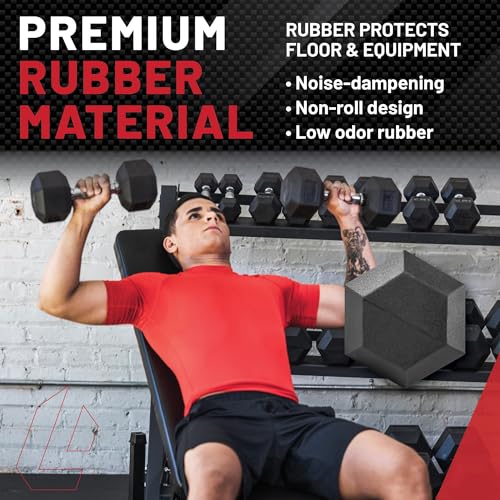 Image of Lifeline Fitness Hex Dumbbells, Rubber Wrapped Hex Dumbbells, Premium Quality, Ergonomic Knurled Handle, Dumb Bells for Exercise, Home Gym Exercise Weights