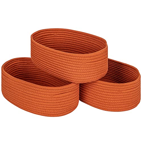 Image of Kriitools Shelf Storage Baskets for Organizing|Decorative Basket for Closet Storage|Toy Baskets&Bins|Small Woven Rope Baskets-13x8.66x5.11’’,Durable&Stylish,Oval 3 Packs Brick Red
