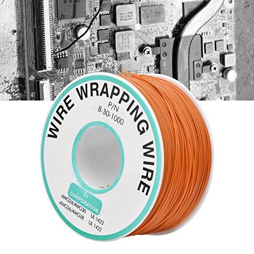 Jumper Wire, Copper Wire 30AWG Orange OK Wire Printed Circuit Board Repairing Low 30AWG Wrapping Jumper Wire 300m, Solid Wire
