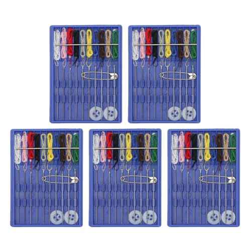 VOANZO Paquete de 5 mini kits de costura, kit de costura de viaje portátil, juego de agujas de hilo de emergencia, kit de costura compacto para principiantes, adultos, accesorios de costura prácticos