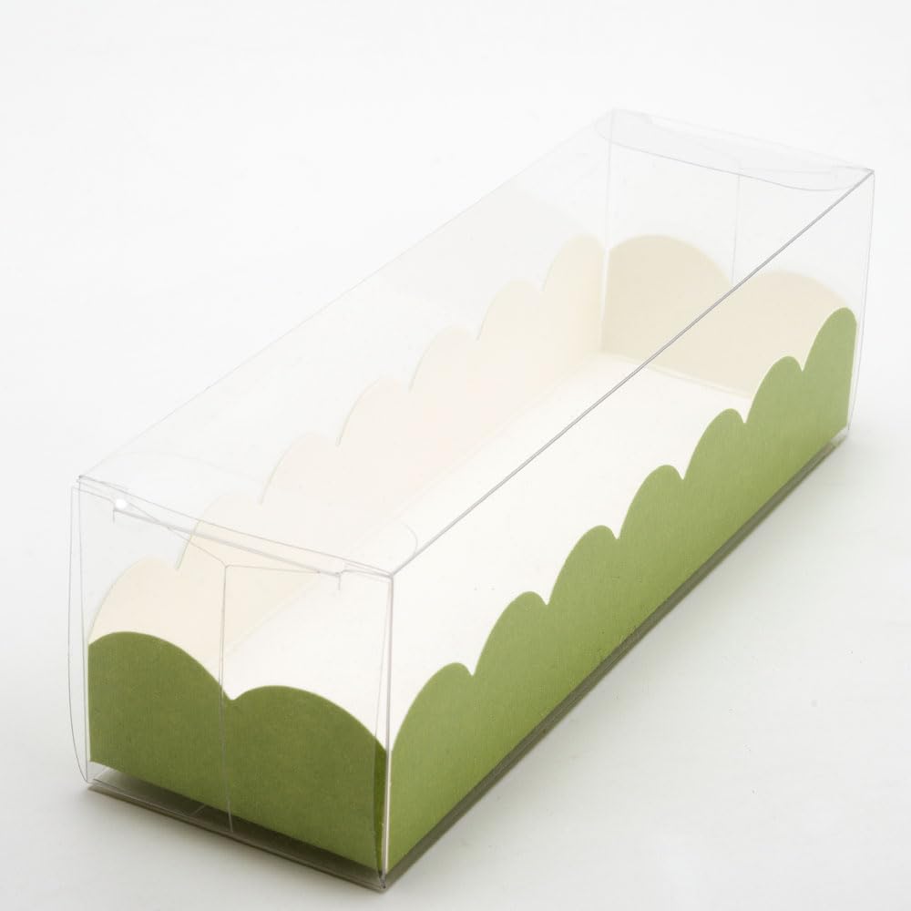 Italian Options Macaron Box for 6-7 Macarons, Food-Safe, Cookie Boxes with Pelle Insert, Macaron Treat Boxes for Cakes and Biscuits, Empty Transparent Gift Box, 10-Pack, 160 x 50 x 50mm, Fibra Green