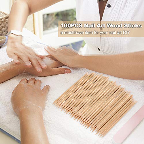 Henniu 100 pçs unhas artísticas varas de madeira removedor de cutícula empurrador manicure pedicure