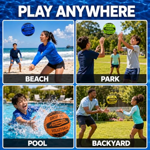 Image of Wave Runner Grip It Volleyball- 8-Inch All Weather Volleyball with Sure-Grip Technology | Perfect Ball for Indoor & Outdoor Play! (Random Color)