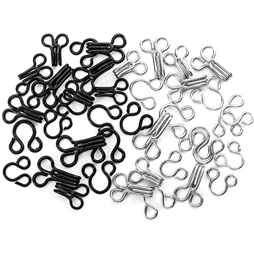 Maosifang 60 Pairs Sewing Hooks And Eyes Closure For Bra Clothing Trousers Skirt Sewing Diy Craft,3 Sizes(Silver And Black) #TOP6