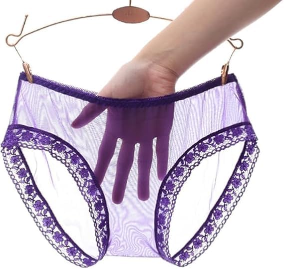 Women's Sexy Transparent Mesh Lace Panties Sexy Seamless Briefs Fixed Underwear Thin Soft Panties Underwear