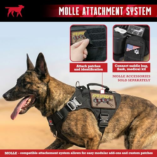 Tuff Pupper Elite Tactical Dog Harness | Dual Control Handles | Front & Back D-Rings | Fully Adjustable | Military Cobra Buckles | Heavy Duty Nylon Vest | Reflective MOLLE Dog Harness for Large Dogs - Image 7