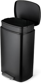 13.2 Gal Kitchen Trash Can, 50L Recycling or Garbage Bin, Brushed Stainless Steel Waste Basket, Soft&Quiet Close Dustbin, with Step-On Pedal, Removable Inner Bucket, for Home, Office, Living Room