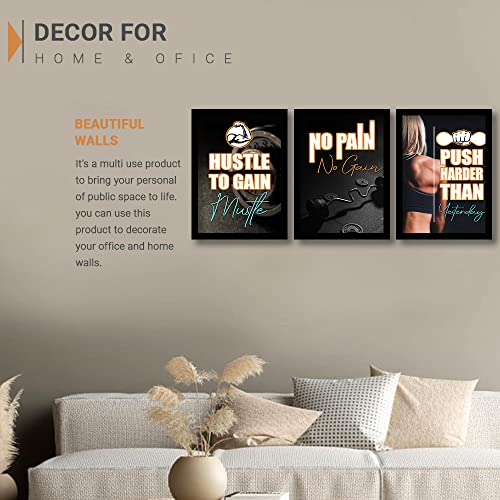 Image of kotart Motivational /Inspirational Gym Workout Quotes Framed Wall Posters with Frame for Wall Room Frames - Posters for Gym - Wall Posters for Room Set of 3 (Art 5, 10x13 inch)
