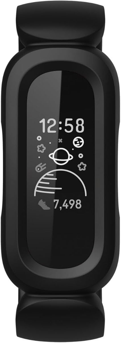 Fitbit Google Fitbit Ace 3 Activity Tracker for Kids 6+, Black/Racer Red, One Size (Renewed)