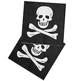 Boland 74169 - Papierservietten Pirat, 12 Stück, Größe 33 x 33 cm, Totenkopf, Partygeschirr, Garten Party, Geburtstag, Fingerfood, Partyzubehör, Überraschungsparty, Mottoparty, Karneval