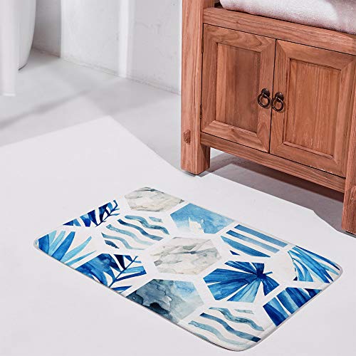 Tapis de bain velours corail antidérapant aquarelle marbre - 3