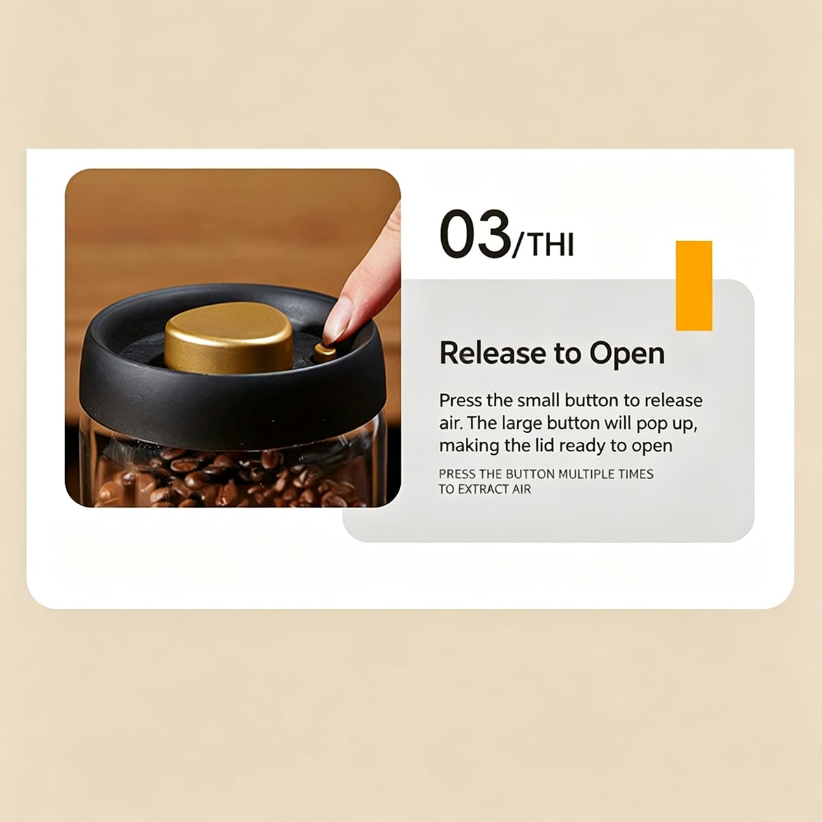 Vakuum Kaffeebohnen Glasbehälter, Luftdichte Vorratsdose mit Aromaschutz, Transparenter Kaffeeglas Gewürzbehälter für Küche，Ein Set mit 4