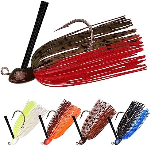 TRUSCEND Flipping Jigs Fishing Lures with Teflon Coated Ultra Smooth Sharp BKK Hook, Multi-Color Skirted Bass Jigs Tied with Stainless Steel Wire, Weedless Bass Baits Fishing Jigs Easily Used 3/8oz