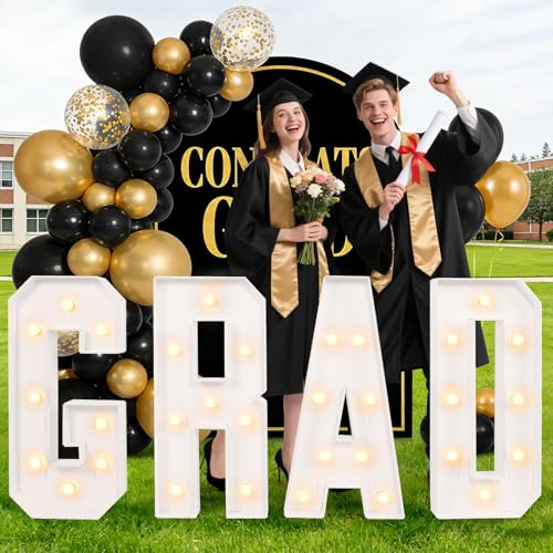 Graduation Decorations 2026 3FT Tall Marquee Letters Grad LED Letter Sign Party Supplies Large DIY Pre-Cut Foam Board Kit Decor for Kindergarten Preschool High School College Prom Graduation