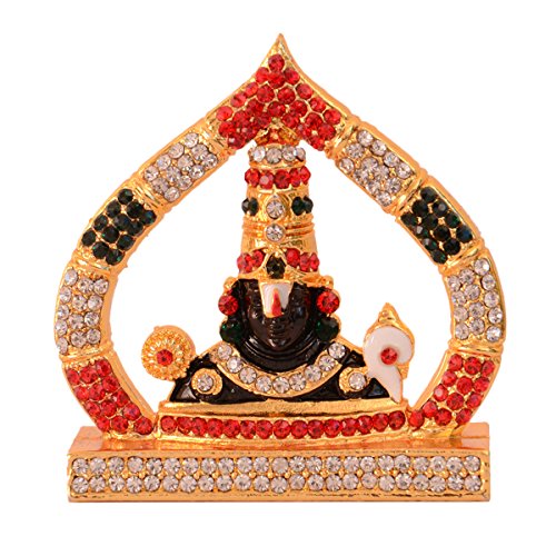 Purpledip Hindu Religious God Tirupati Balaji Miniature Statue Idol for Car Dashboard Shop Counter/Shelf, Or Office Table (10993)