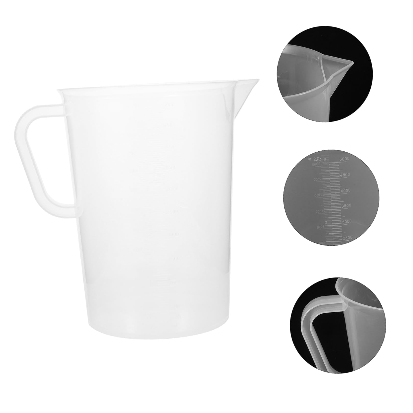 Hemobllo Misurino Graduato 5000ml in Plastica Trasparente Manico Resistente alle Alte Temperature per Utensili da Cucina e Misurazione Precisa di Liquidi, per Cottura e Miscelazione