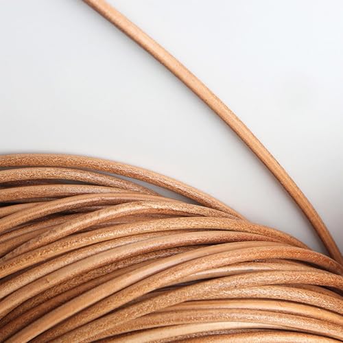 Lederschnur Rund 2mm×5m,Lederband Lederriemen Classic Kette,Lederschnur Lederband aus echt Leder für DIY Schmuck Wie Armbänder Handwerk Schlüsselband Armband Schmuck,Halsketten-Schwarz