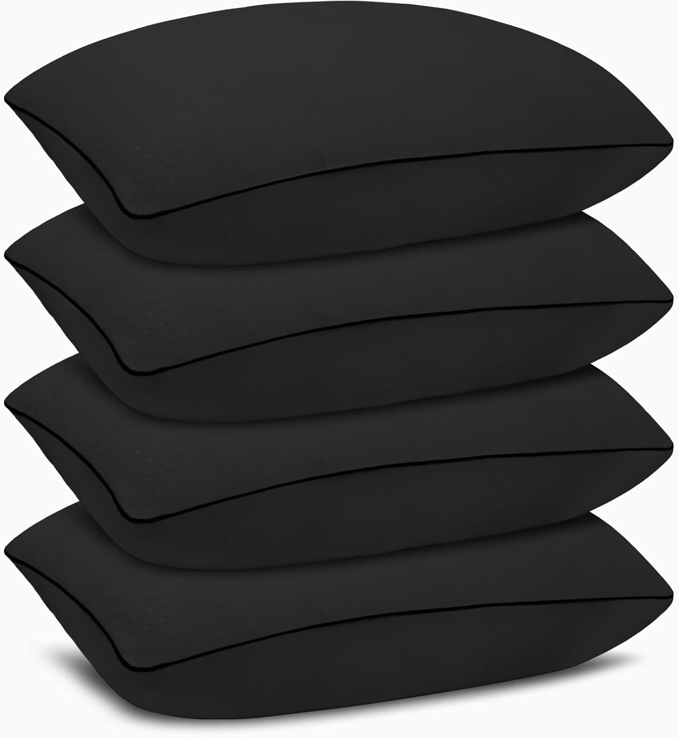 Standard Size Bed Pillows for Sleeping 4 Pack,Luxury Hotel Pillows,Comfortable and Supportive,Machine Washable,Suitable for Stomach,Back and Side Sleepers.(Black)