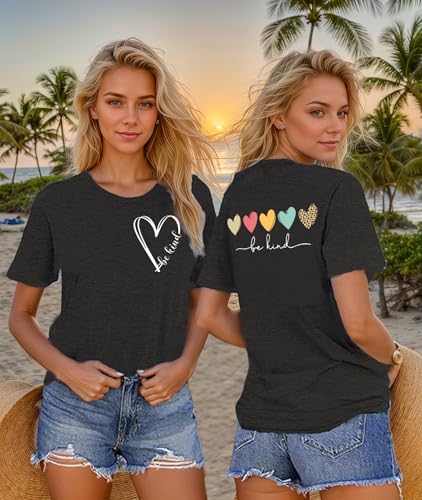 Be Kind Shirt Women Heart Leopard Graphic Kindness T-Shirts Short Sleeve Teacher T Shirt Summer Tee Shirts Loose Fit2