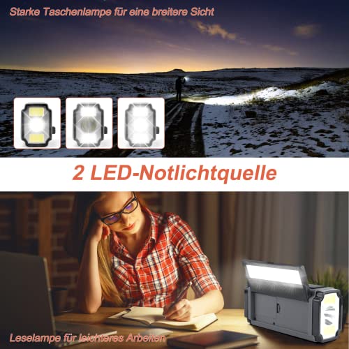 YIKANWEN Tragbare Solar Radio,AM/FM Kurbelradio mit Wiederaufladbare 5000mAh Batterie Powerbank, LED Taschenlampe… - Image 6