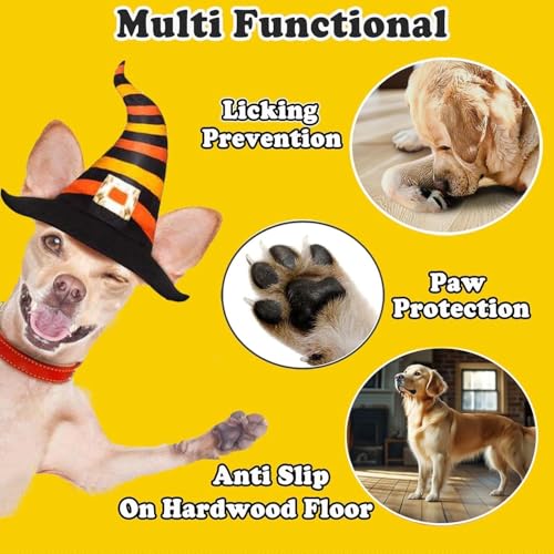 Image of KUTKUT Anti Slip Dog Socks with Four Sides Grips for Hardwood Floors, Extra Traction Control No Twist - Dog Socks Paw Protector for Hot Pavement to Prevent Licking Paws for Medium Dogs(Size: M)
