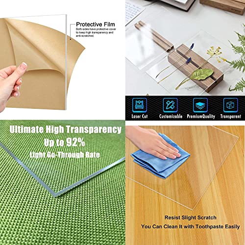 Image of AniDesign clear acrylic glass sheet transparent 3mm Qty 1 panel for DIY craft window glass painting picture frames Face shields Signs Display Kids projects etc (3mm 16X16 inch, transparent)
