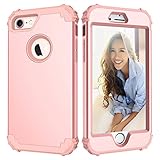 LONTECT Hybrid Heavy Duty Shockproof Full-Body Protective Case with Dual Layer Hard PC+ Soft Silicone Impact Protection for Apple iPhone 7, New Rose Gold